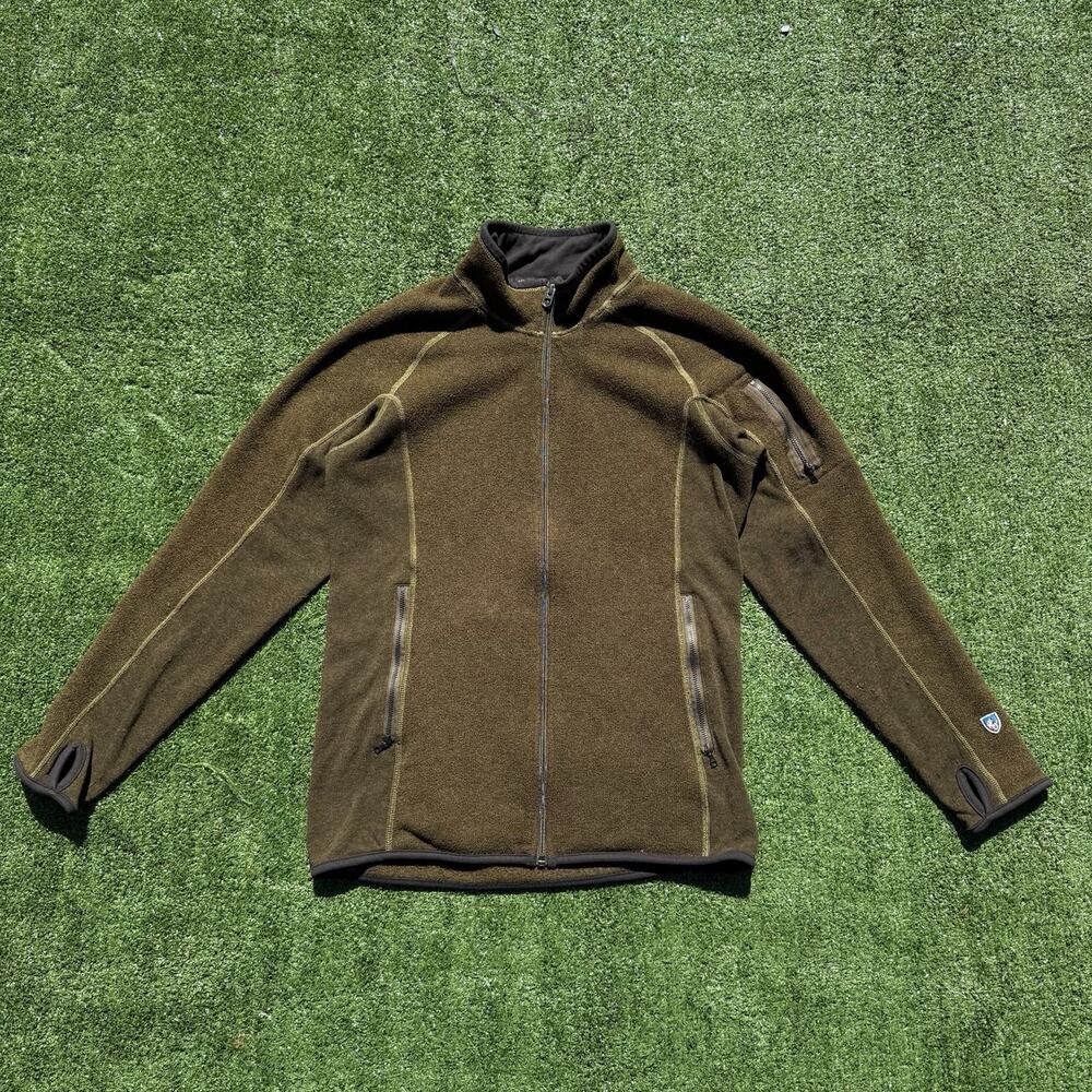 KUHL Alfpaca Fleece Jacket Men’s Small Brown Olive Full Zip Outdoor Hiking